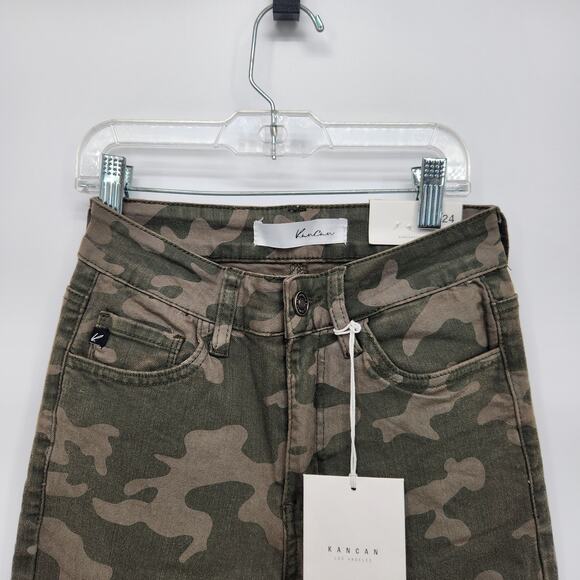 NWT KanCan Camo Denim Estilo Skinny Zippered Leg Women's Jeans 24 - Picture 7 of 9